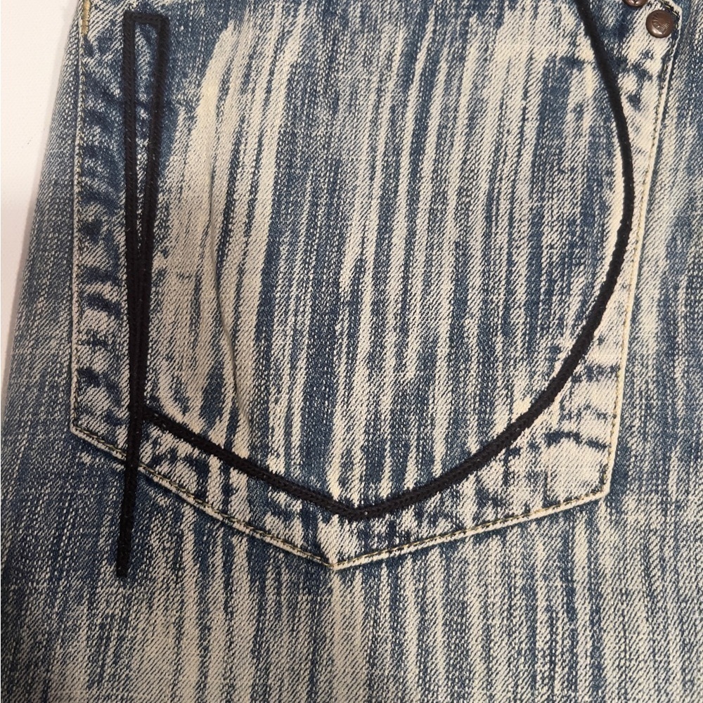 NWT Y2K Men's 38x34 Akademik's White Cloud Warriors Jeans🔥🔥 (D4) - Picture 9 of 13